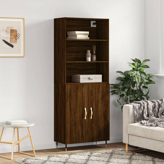 Highboard Braun Eichen-Optik 69,5x34x180 cm Holzwerkstoff