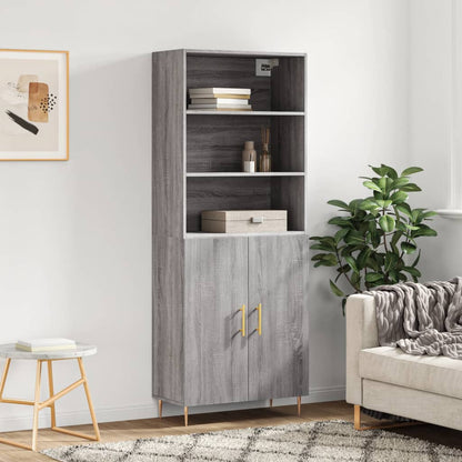 Highboard Grau Sonoma 69,5x34x180 cm Holzwerkstoff