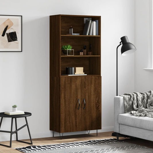 Highboard Braun Eichen-Optik 69,5x34x180 cm Holzwerkstoff