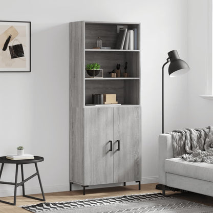 Highboard Grau Sonoma 69,5x34x180 cm Holzwerkstoff