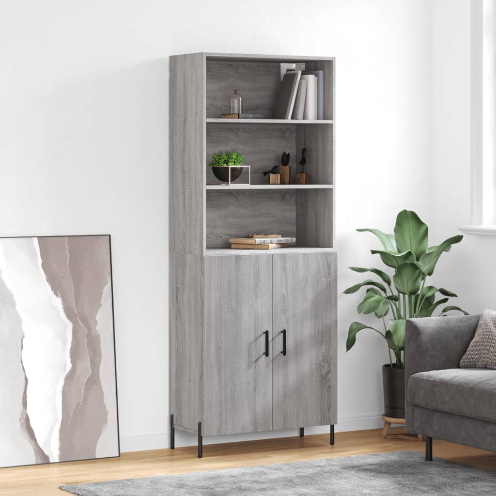 Highboard Grau Sonoma 69,5x34x180 cm Holzwerkstoff