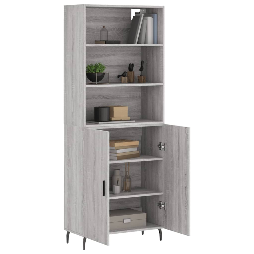 Highboard Grau Sonoma 69,5x34x180 cm Holzwerkstoff