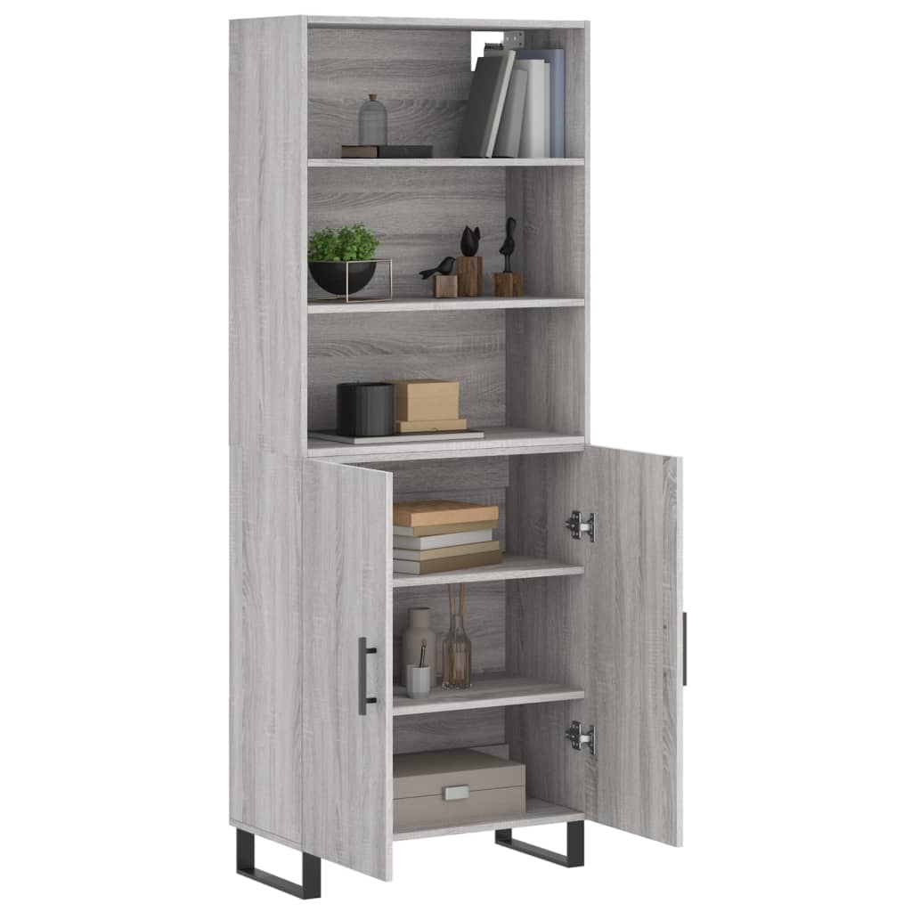 Highboard Grau Sonoma 69,5x34x180 cm Holzwerkstoff