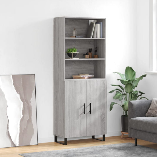 Highboard Grau Sonoma 69,5x34x180 cm Holzwerkstoff