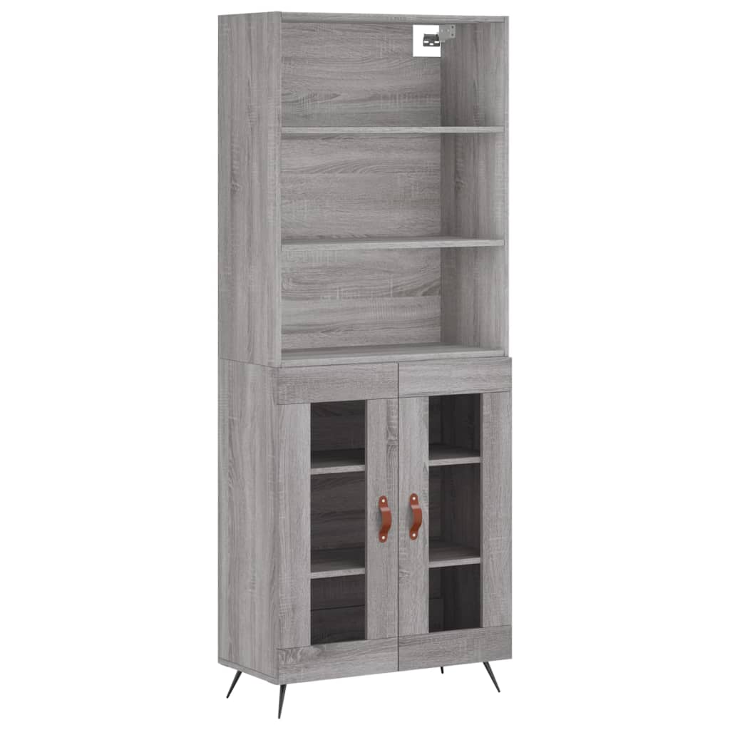 Highboard Grau Sonoma 69,5x34x180 cm Holzwerkstoff