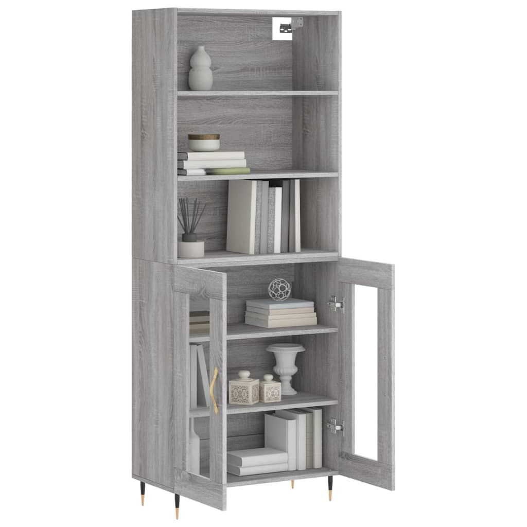 Highboard Grau Sonoma 69,5x34x180 cm Holzwerkstoff