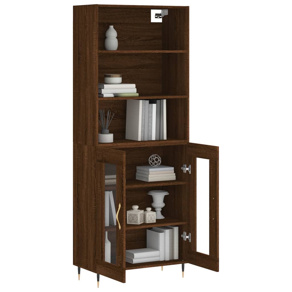 Highboard Braun Eichen-Optik 69,5x34x180 cm Holzwerkstoff