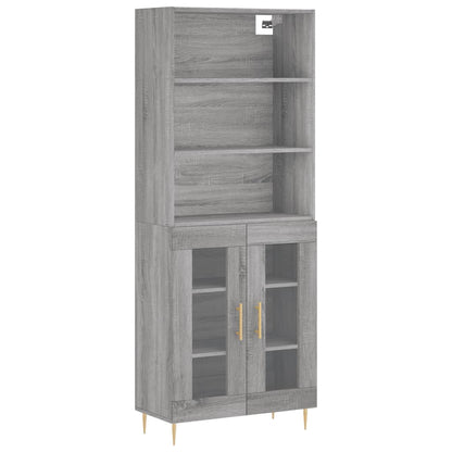 Highboard Grau Sonoma 69,5x34x180 cm Holzwerkstoff