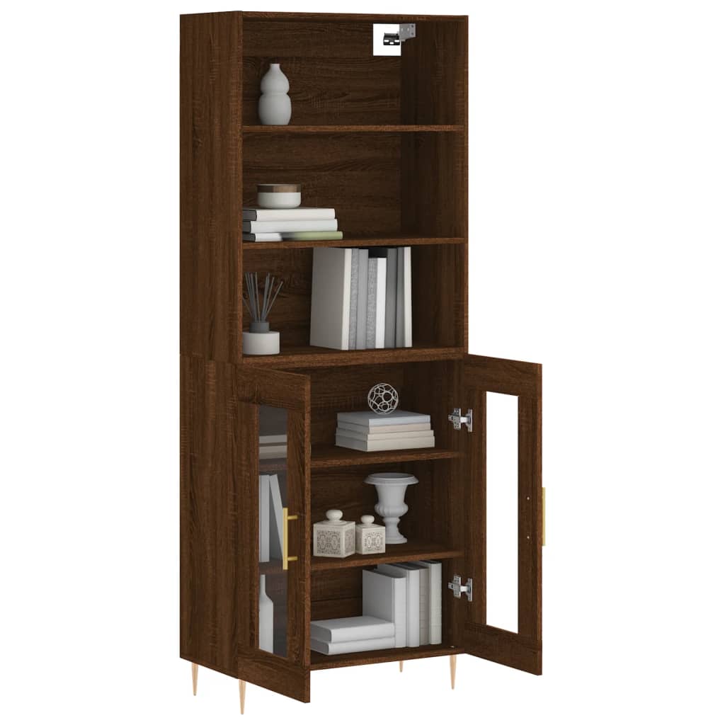 Highboard Braun Eichen-Optik 69,5x34x180 cm Holzwerkstoff