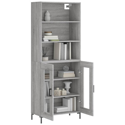 Highboard Grau Sonoma 69,5x34x180 cm Holzwerkstoff