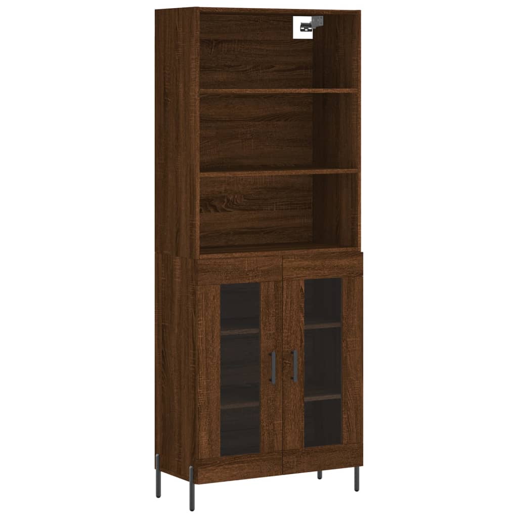 Highboard Braun Eichen-Optik 69,5x34x180 cm Holzwerkstoff