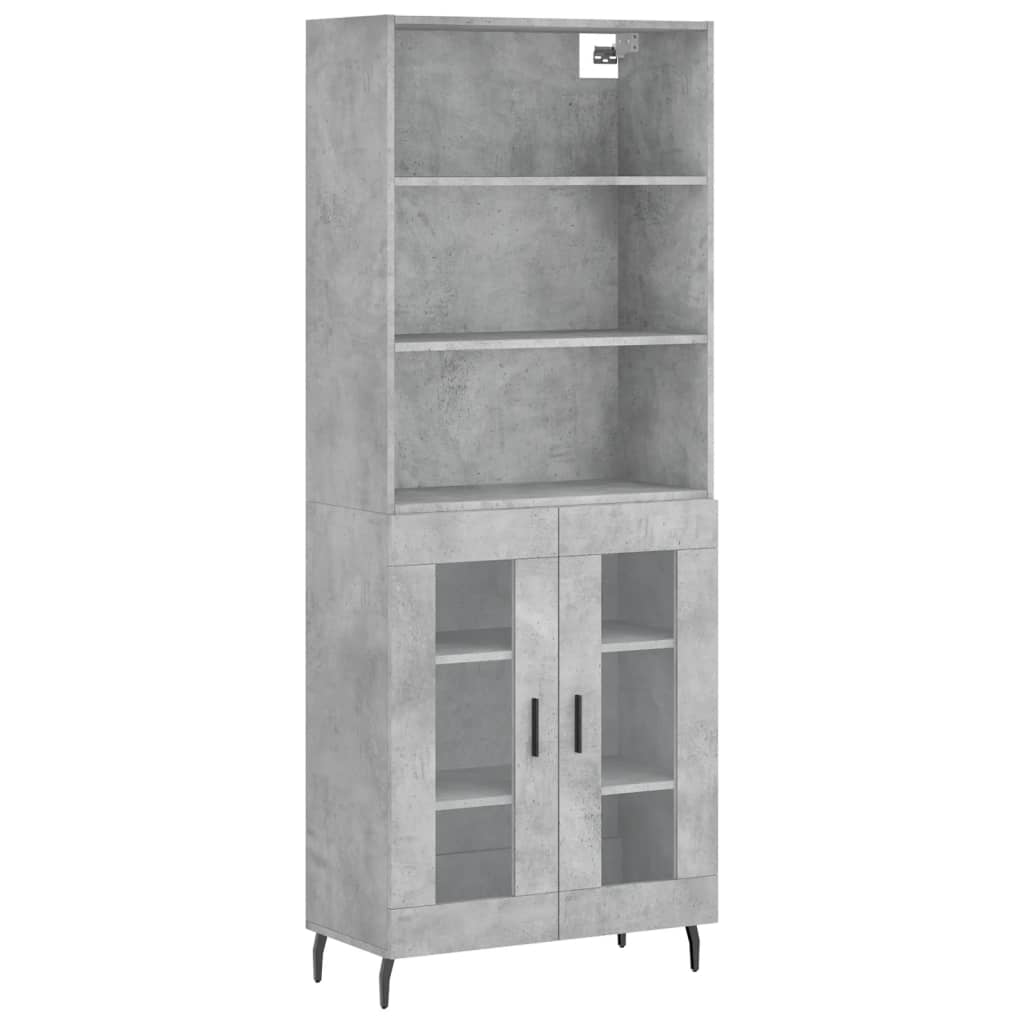 Highboard Betongrau 69,5x34x180 cm Holzwerkstoff