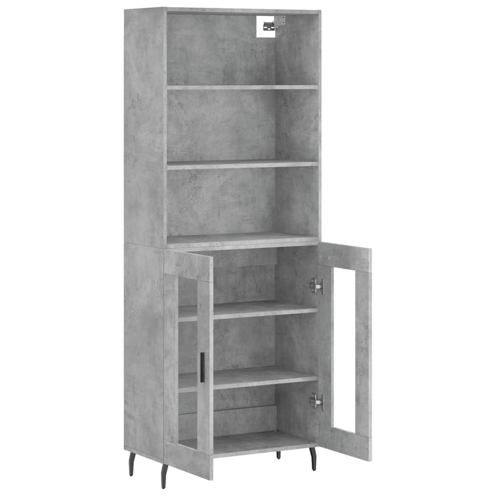 Highboard Betongrau 69,5x34x180 cm Holzwerkstoff