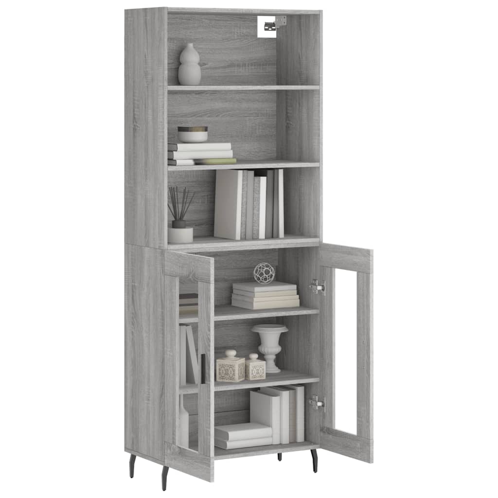 Highboard Grau Sonoma 69,5x34x180 cm Holzwerkstoff