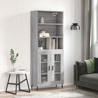 Highboard Grau Sonoma 69,5x34x180 cm Holzwerkstoff