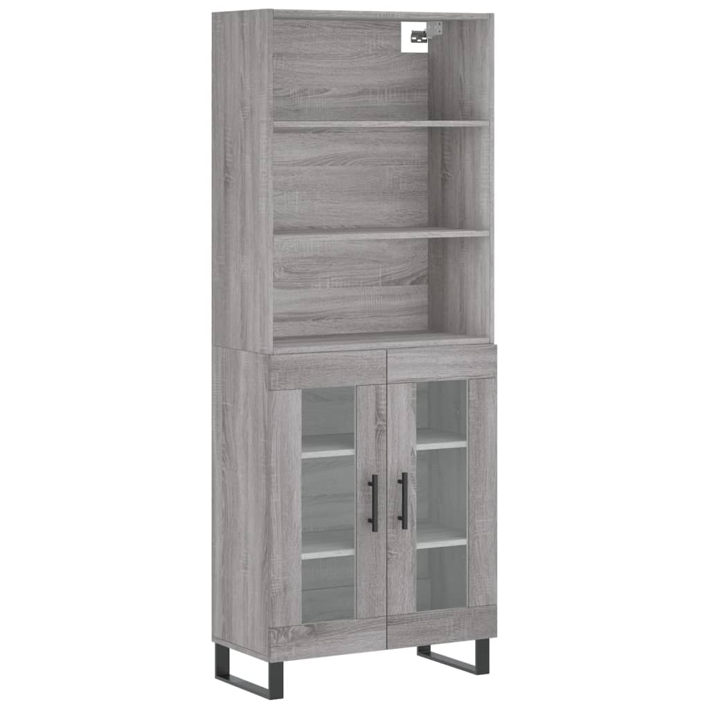 Highboard Grau Sonoma 69,5x34x180 cm Holzwerkstoff