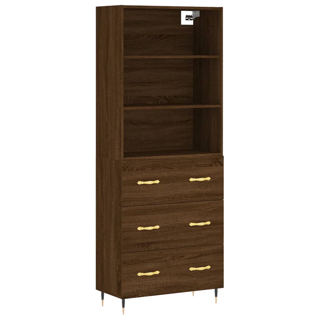 Highboard Braun Eichen-Optik 69,5x34x180 cm Holzwerkstoff