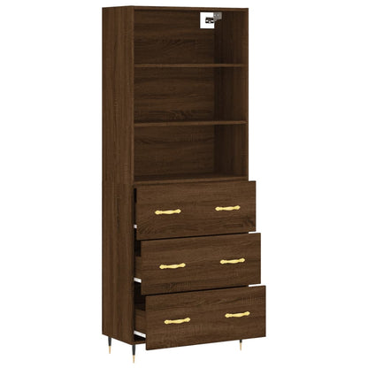 Highboard Braun Eichen-Optik 69,5x34x180 cm Holzwerkstoff