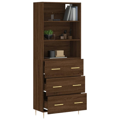 Highboard Braun Eichen-Optik 69,5x34x180 cm Holzwerkstoff