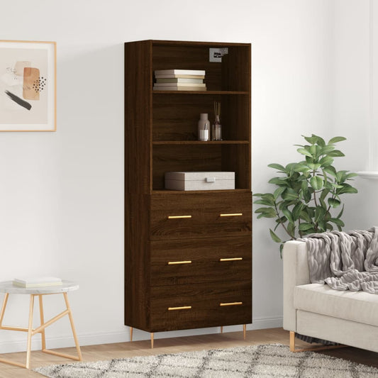 Highboard Braun Eichen-Optik 69,5x34x180 cm Holzwerkstoff