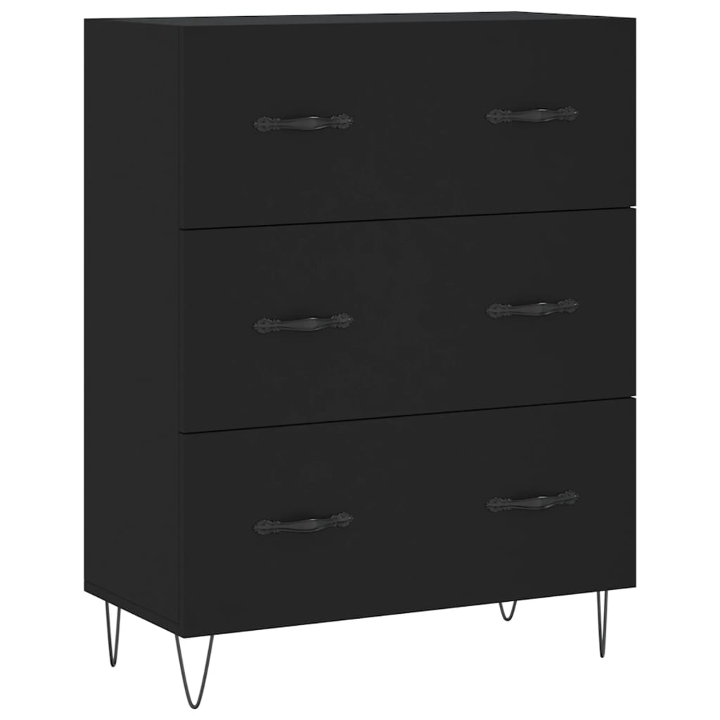 Highboard Schwarz 69,5x34x180 cm Holzwerkstoff