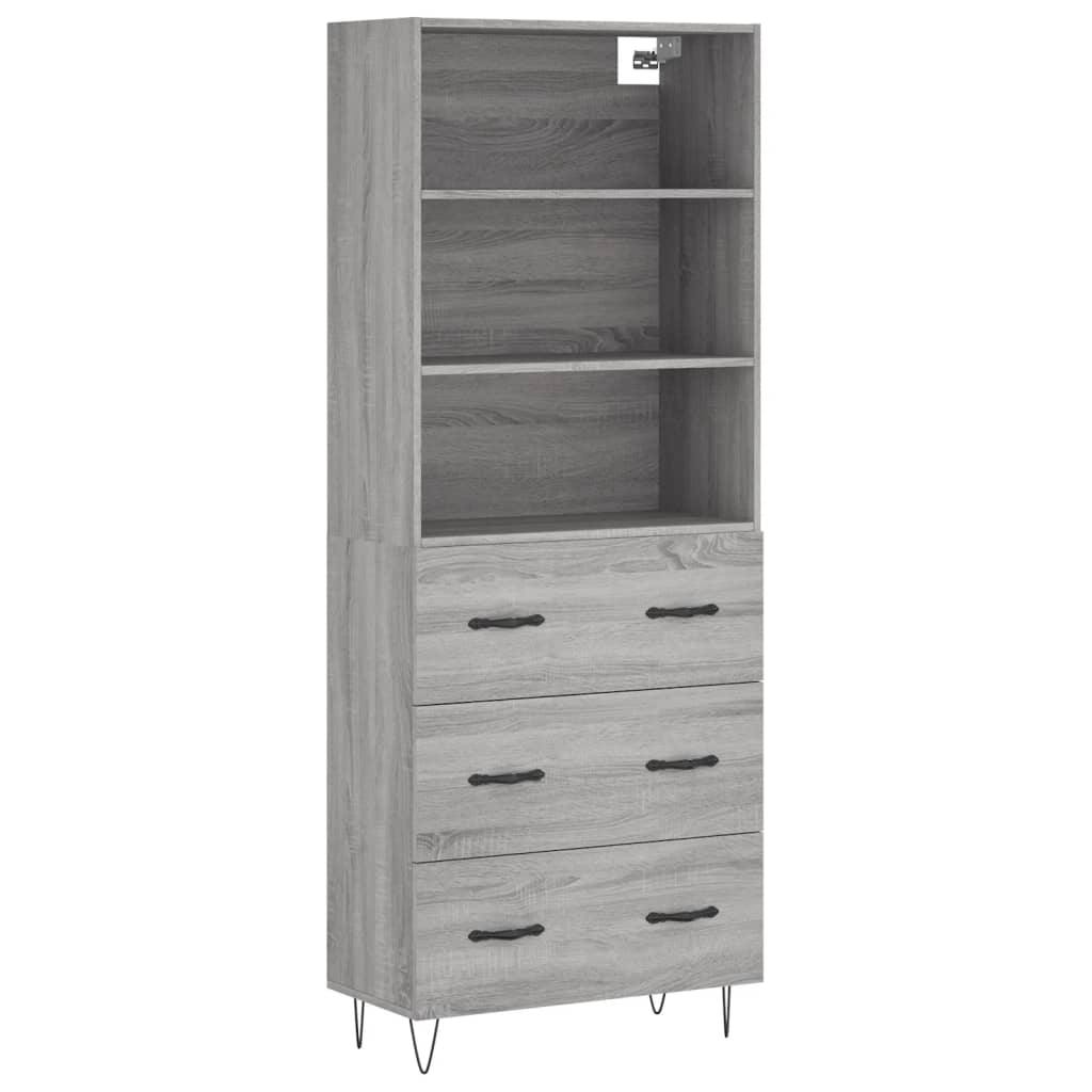 Highboard Grau Sonoma 69,5x34x180 cm Holzwerkstoff