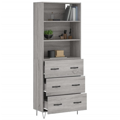 Highboard Grau Sonoma 69,5x34x180 cm Holzwerkstoff