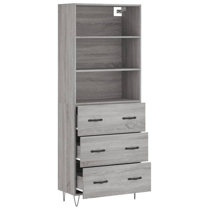 Highboard Grau Sonoma 69,5x34x180 cm Holzwerkstoff