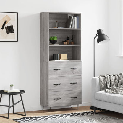 Highboard Grau Sonoma 69,5x34x180 cm Holzwerkstoff