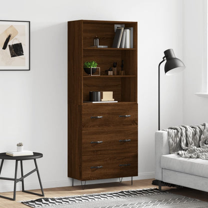 Highboard Braun Eichen-Optik 69,5x34x180 cm Holzwerkstoff