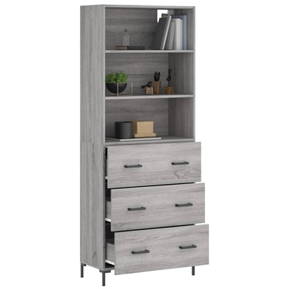 Highboard Grau Sonoma 69,5x34x180 cm Holzwerkstoff