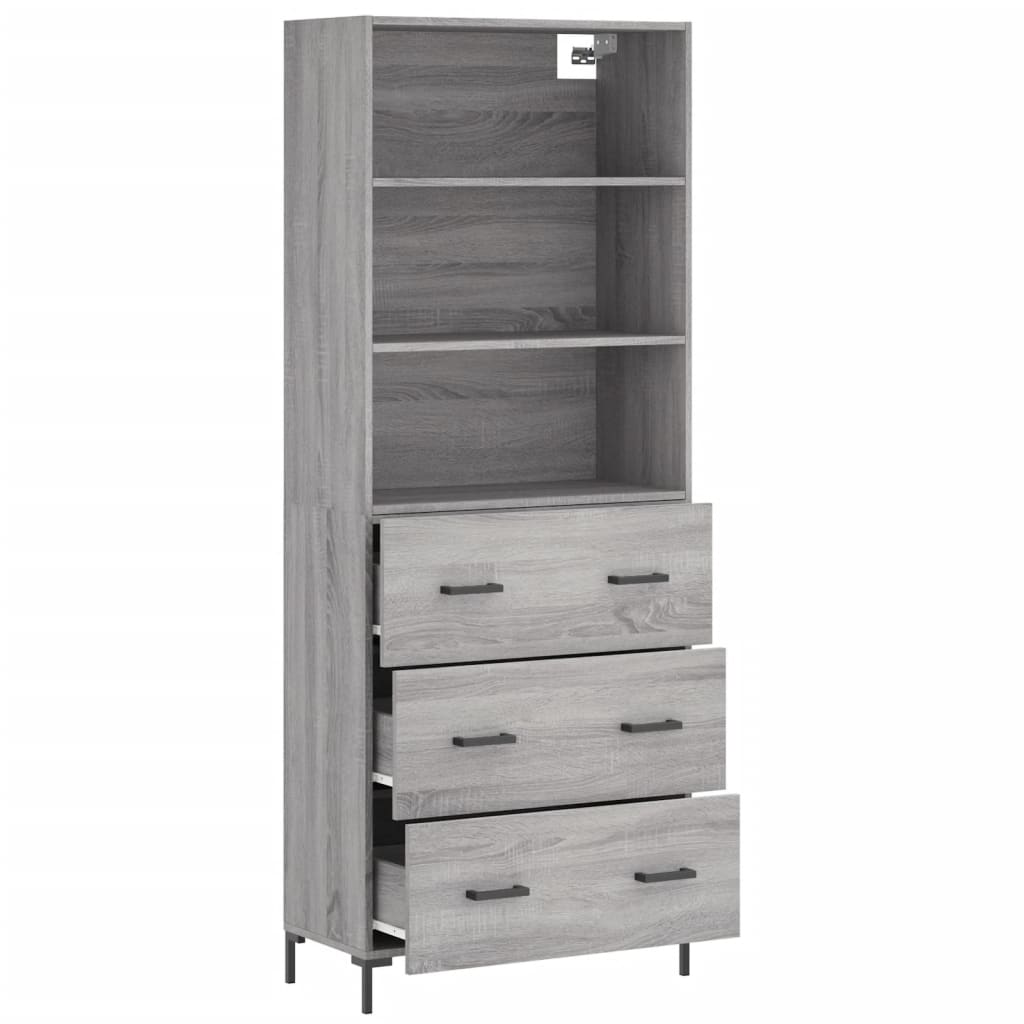 Highboard Grau Sonoma 69,5x34x180 cm Holzwerkstoff