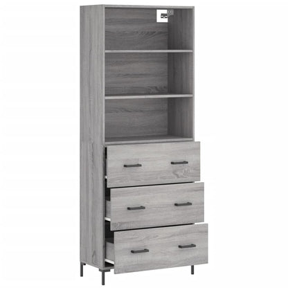 Highboard Grau Sonoma 69,5x34x180 cm Holzwerkstoff