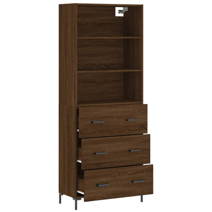 Highboard Braun Eichen-Optik 69,5x34x180 cm Holzwerkstoff