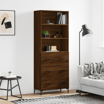 Highboard Braun Eichen-Optik 69,5x34x180 cm Holzwerkstoff