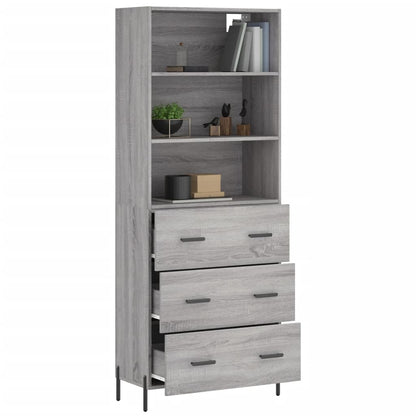 Highboard Grau Sonoma 69,5x34x180 cm Holzwerkstoff