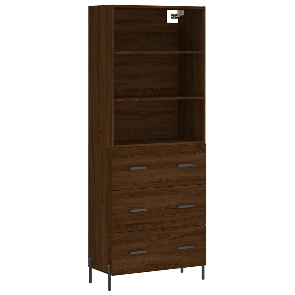 Highboard Braun Eichen-Optik 69,5x34x180 cm Holzwerkstoff