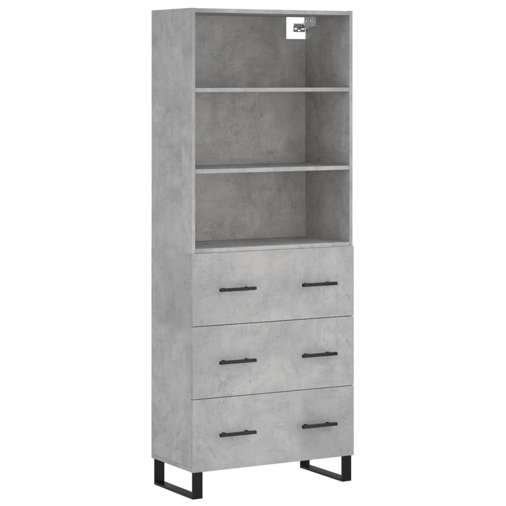 Highboard Betongrau 69,5x34x180 cm Holzwerkstoff