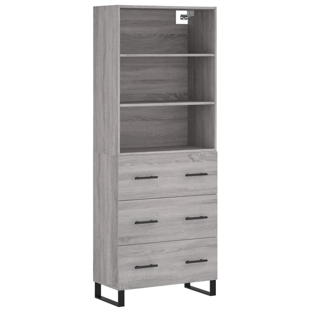 Highboard Grau Sonoma 69,5x34x180 cm Holzwerkstoff