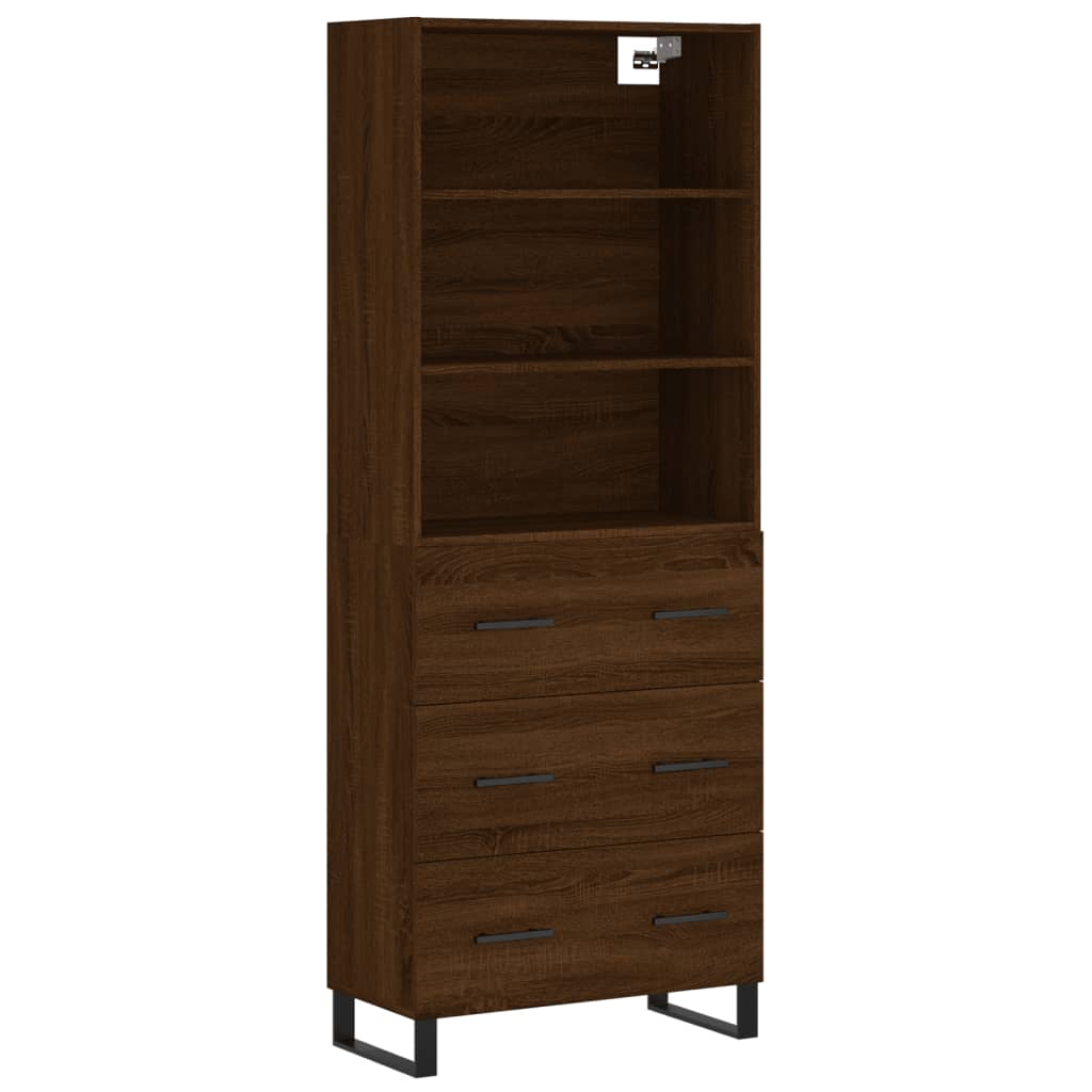 Highboard Braun Eichen-Optik 69,5x34x180 cm Holzwerkstoff