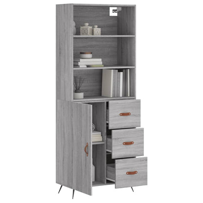 Highboard Grau Sonoma 69,5x34x180 cm Holzwerkstoff