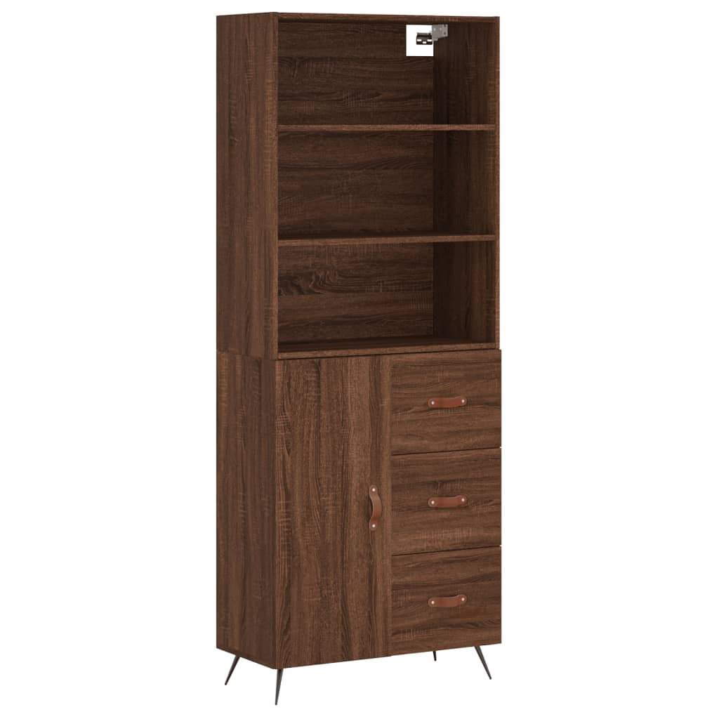 Highboard Braun Eichen-Optik 69,5x34x180 cm Holzwerkstoff