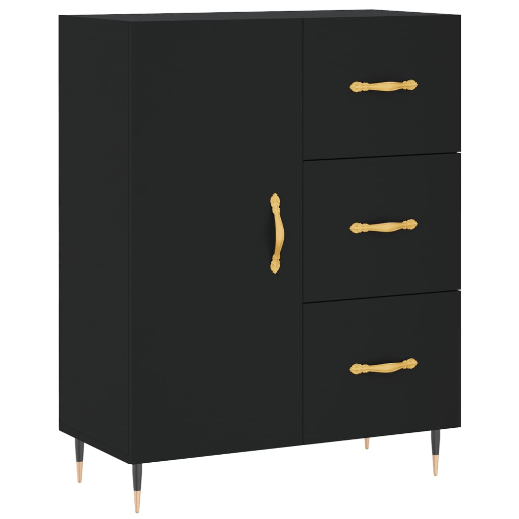 Highboard Schwarz 69,5x34x180 cm Holzwerkstoff