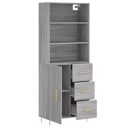 Highboard Grau Sonoma 69,5x34x180 cm Holzwerkstoff