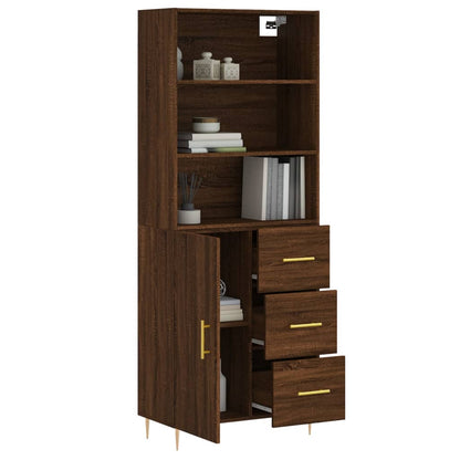 Highboard Braun Eichen-Optik 69,5x34x180 cm Holzwerkstoff