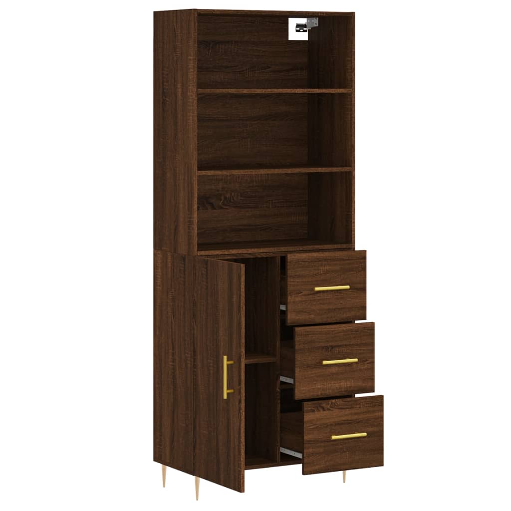 Highboard Braun Eichen-Optik 69,5x34x180 cm Holzwerkstoff