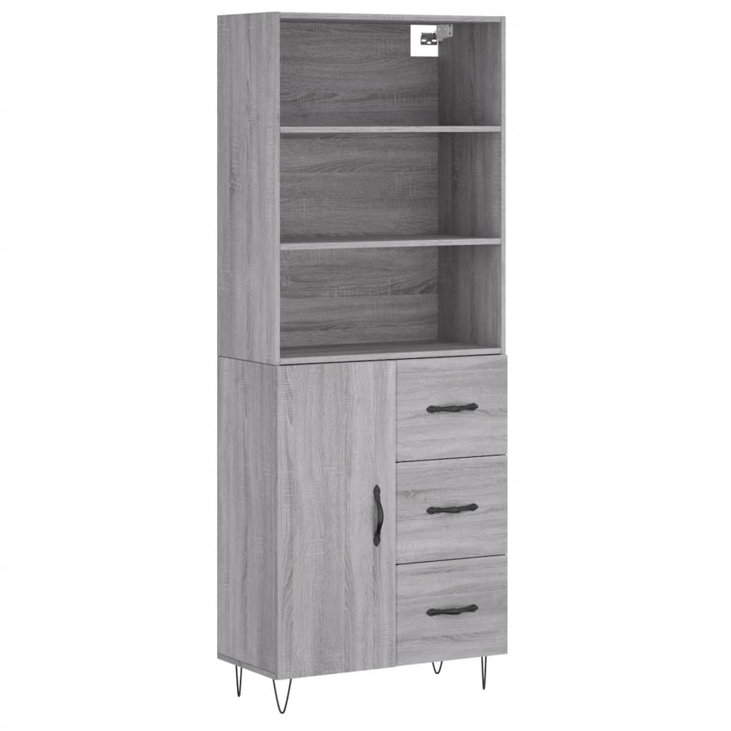 Highboard Grau Sonoma 69,5x34x180 cm Holzwerkstoff