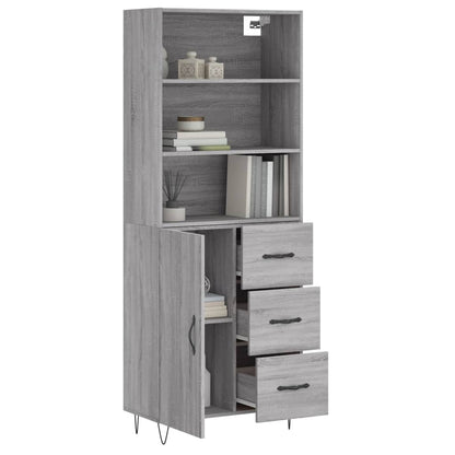 Highboard Grau Sonoma 69,5x34x180 cm Holzwerkstoff