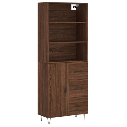 Highboard Braun Eichen-Optik 69,5x34x180 cm Holzwerkstoff