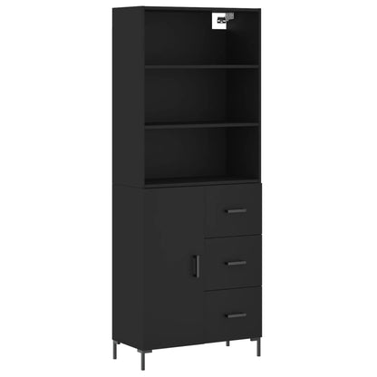 Highboard Schwarz 69,5x34x180 cm Holzwerkstoff